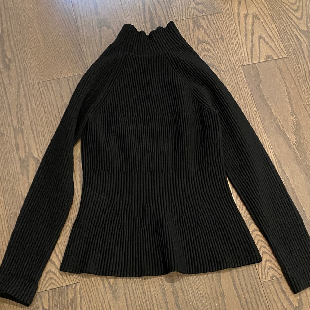 Carolina Herrera Black Ribbed Turtleneck Sweater
